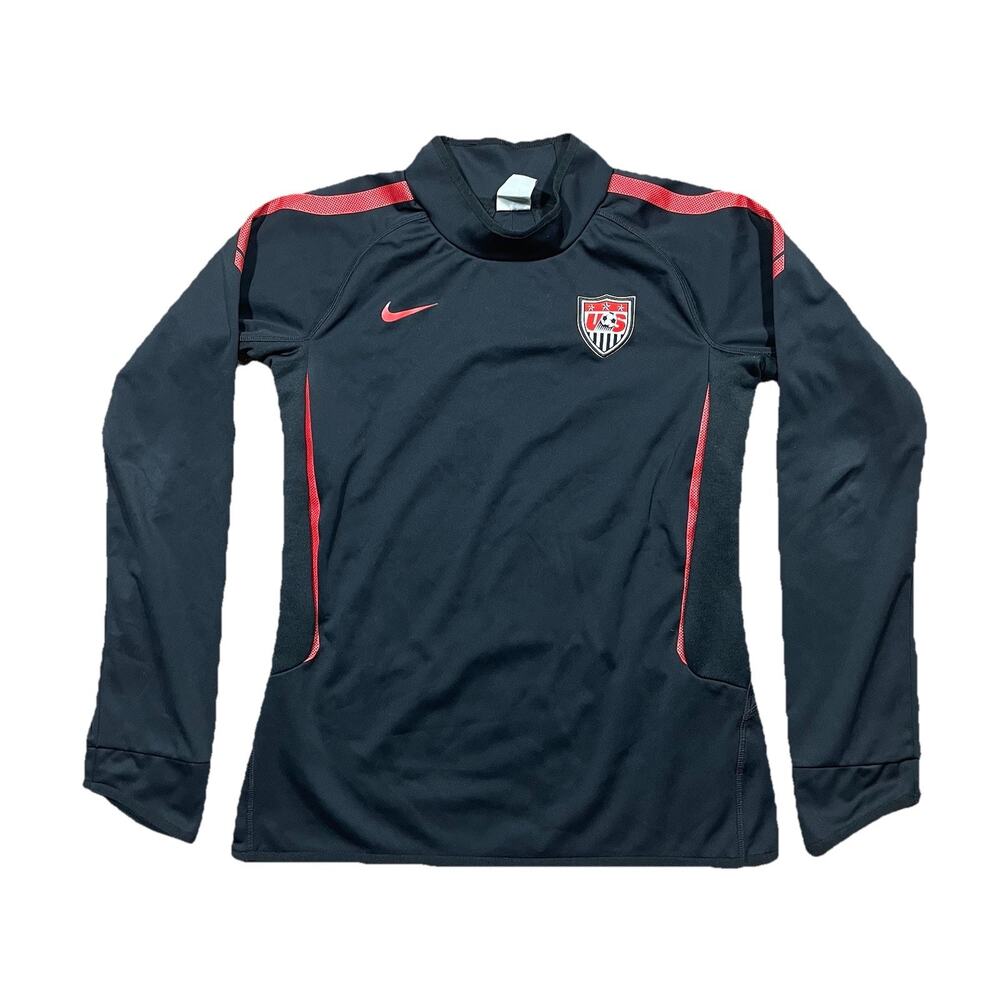 Nike US Soccer Shield Long Sleeve Top Mens M Black Red Training